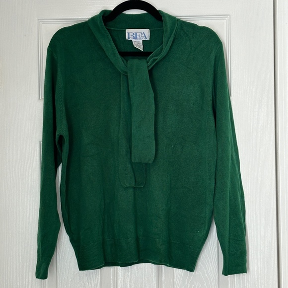 BFA Classics Sweaters - Vintage BFA Classics Petite XL X-Large Hunter Green Pullover Sweater with Tie